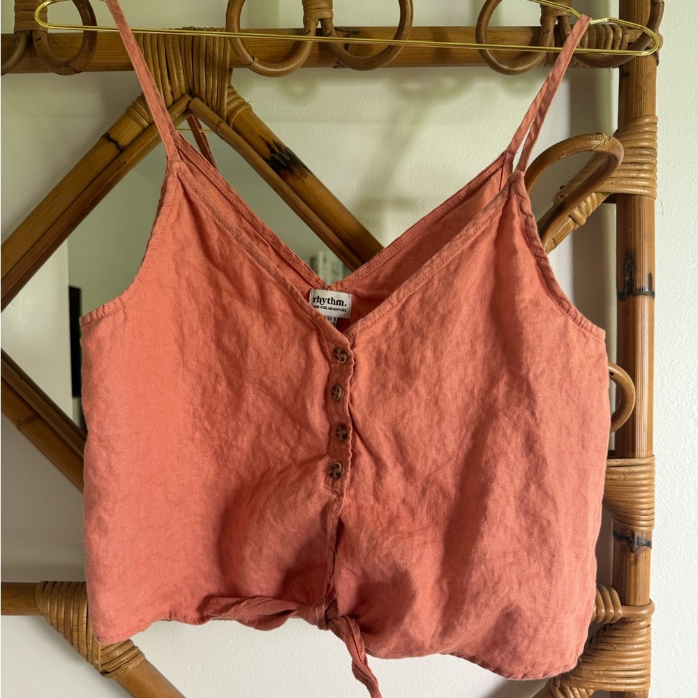 Rhythm Terracotta Button-Up Crop Top